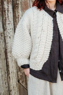 Ecru colour way of Cocoon Cardigan