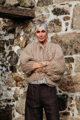 Mushroom colour way of Cocoon Cardigan